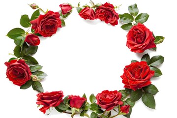 Fototapeta premium circular rose flower frame on white background