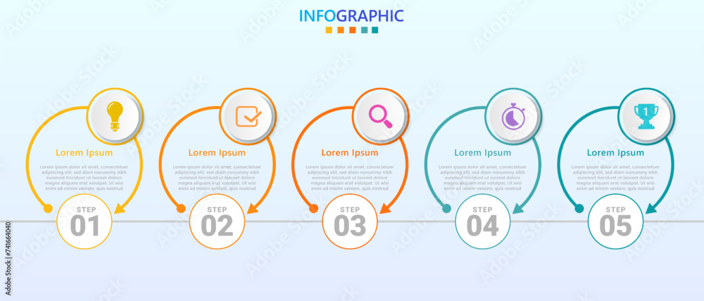 Poster infographic template for business. modern timeline infographic with 5 steps.