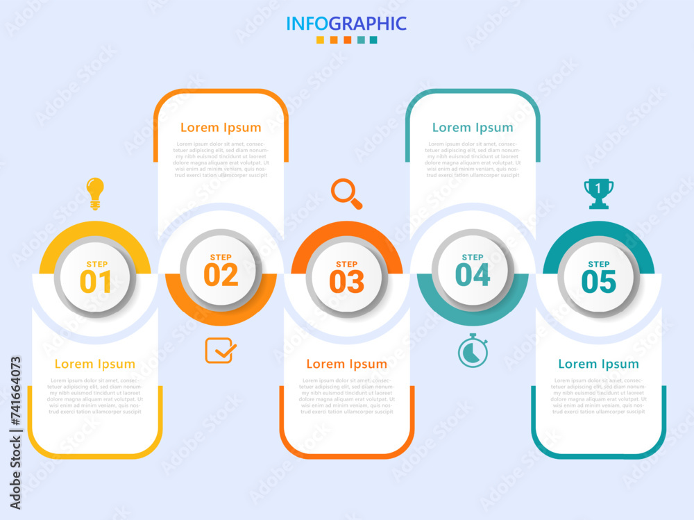 Poster infographic template for business. modern timeline infographic with 5 steps.