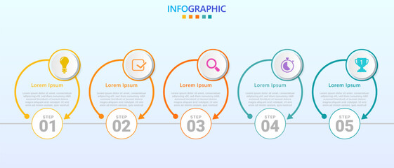 Infographic template for business. Modern Timeline infographic with 5 steps.