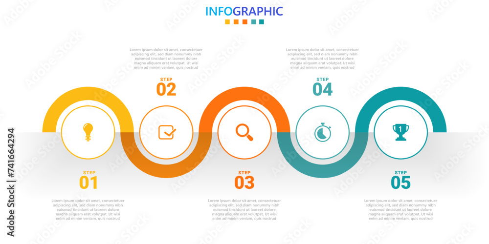 Poster infographic template for business. modern timeline infographic with 5 steps.