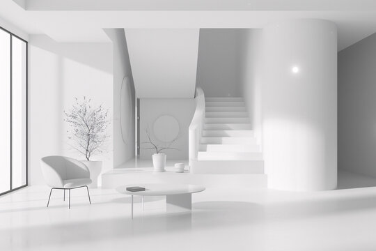 empty modern interior design white wall mockup