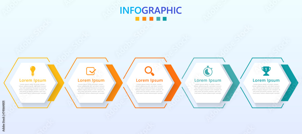 Poster infographic template for business. modern timeline infographic with 5 steps.