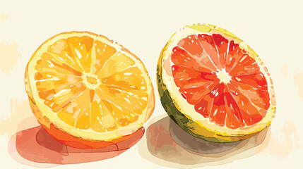 Decorative fruit slice citrus food illustration 