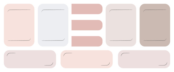 Hand drawn paper quote frame set. Pastel color text box.Empty speech frames. Flat vector isolated illustration.