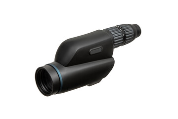 Modern spyglass. Long-range observation device. Monocular isolate on a white back