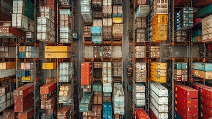 Harbor Container Landscape. Aerial Views of Bustling Port Terminals