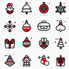 outline icon set of Christmas Day