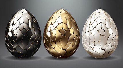 Disco Eggs: Gold, Silver, and Chocolate 2D Vector