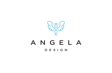 Women fly angel logo icon design template flat vector