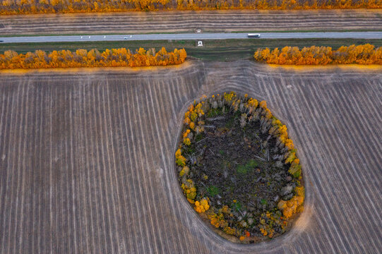 Aerial view of Lipetsk countryside, Yarlukovsky, Tula Oblast, Russia.