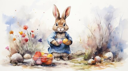 Bunny Drawing with Easter Eggs
