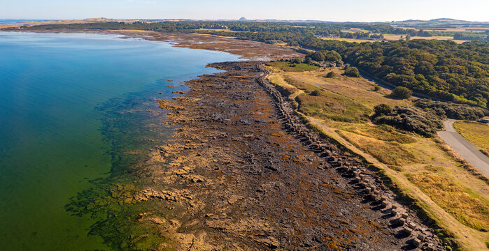 Aerial drone view of Longniddry, East Lothian, Scotland, United Kingdom.