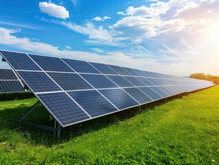 Solar power renewable green energy banner with copyspace, saturated solid background, bright colors