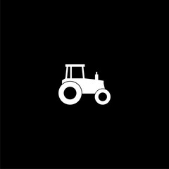 Flat icon tractor on black background