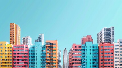 Fototapeta na wymiar Buildings of various colors lined the streets, creating a vibrant and eclectic cityscape. From the bold reds and yellows of bustling shops to the serene blues and greens of residential complexes,