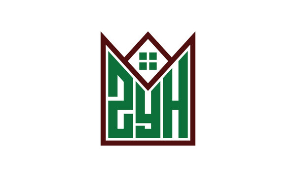 ZYH initial letter real estate builders logo design vector. construction ,housing, home marker, property, building, apartment, flat, compartment, business, corporate, house rent, rental, commercial