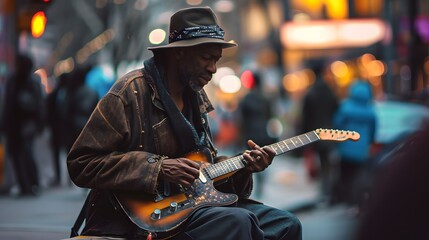 street musician passionately playing their instrument