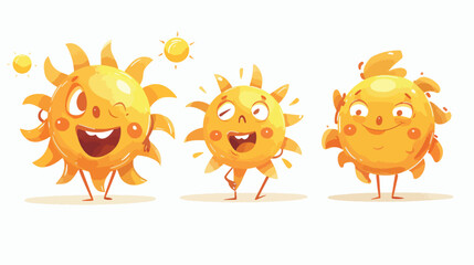 Cheerful Funny Cartoon Sun Flat Vector isolated 