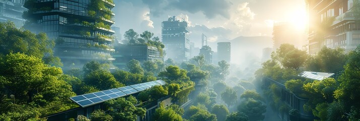 Urban landscapes with superior green energy in the future. AI-generated