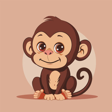 Cute expressive monkey cartoon icon image