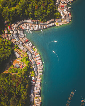Aerial shot of famous Ine Fisherman's village, Kyoto Prefecture, Japan.