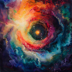 A kaleidoscope of vibrant colors swirling in a mesmerizing vortex, portraying the energy and dynamism of the cosmos