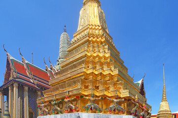Bangkok, Thailand, the famous Gilded Chedi at Wat Phra Kaew temple
