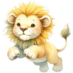 Obraz premium Baby lion illustration with a charming smile.