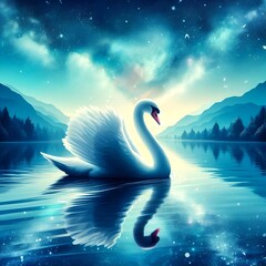 swans on the lake. Generated AI.