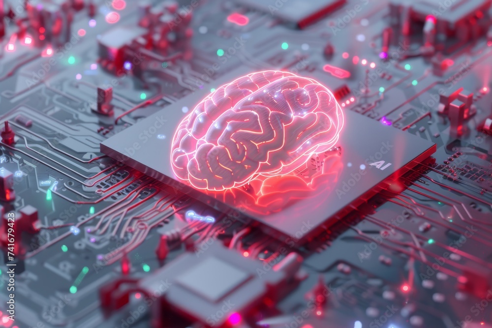 Poster ai brain chip reduced instruction set computer. artificial intelligence visionary plan mind enhancem