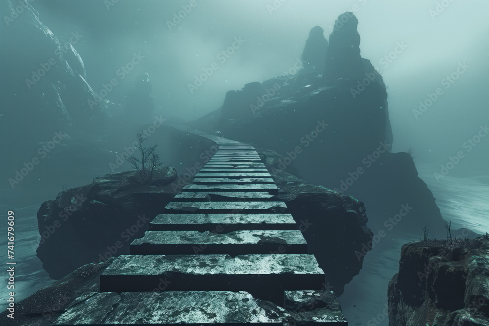 Poster a scenery for an adventurous quest. background image. created with generative ai technology.