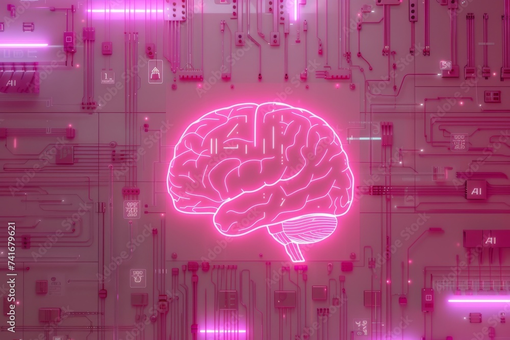 Aufkleber ai brain chip brain computer interface engineering. artificial intelligence nanomagnetism mind ai au