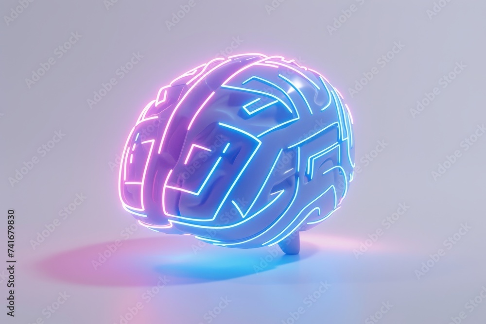Poster ai brain chip neural interface implant. artificial intelligence data warehouse mind semiconductor mo