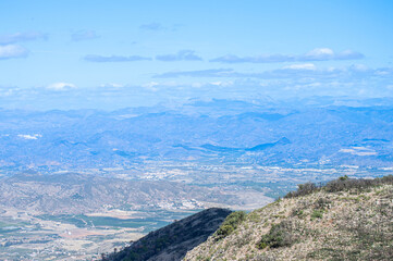Panoramic view on Mediterranean sea and surrounding cities from Mijas peak, Andalusia, Malaga, Spain