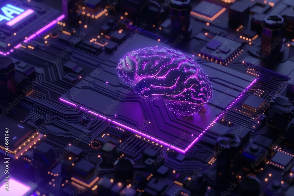 Poster ai brain chip server data recovery. artificial intelligence traumatic brain injury mind sige axon. s