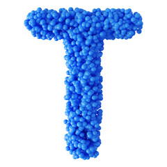 Ball letter T blue font 3d render