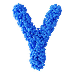 Ball letter Y blue font 3d render