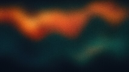 Orange and Teal Gradient Waves with Psychedelic White Designs on Black for Music and Dance Graphics