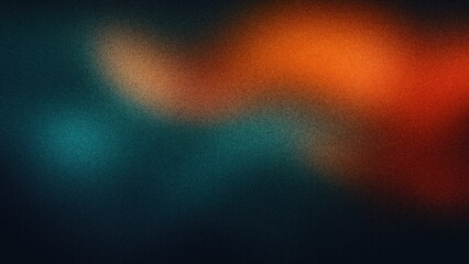 Music Essence in Grainy Gradients: Vibrant Orange and Teal Waves on Black Background for Cover