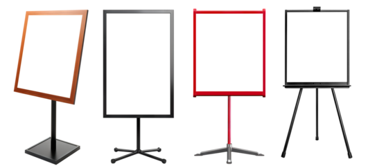 Set of outdoor menu advertising stands, cut out