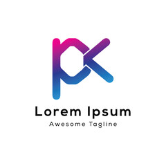 pk letter initial logo design - obrazy, fototapety, plakaty