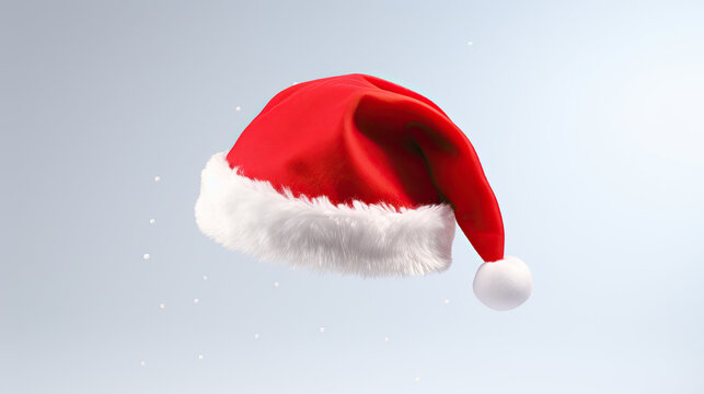 Santa Red and white Santa Beanie isolated on grey background