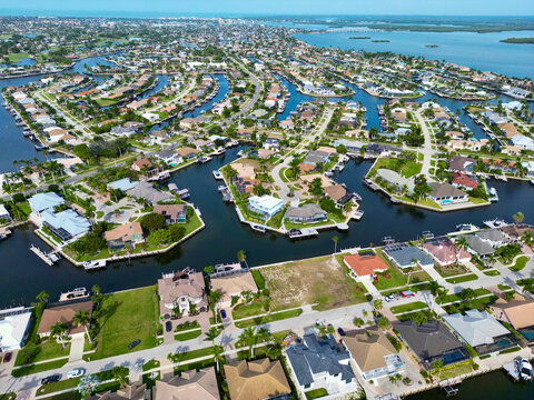Aerial view of Marco Island residential area, Florida, United States.
