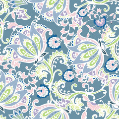Traditional ornamental floral paisley seamless pattern