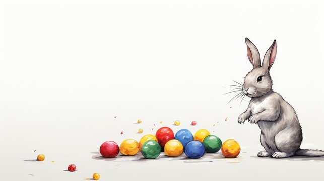 Marker Drawing Bunny with Easter Eggs