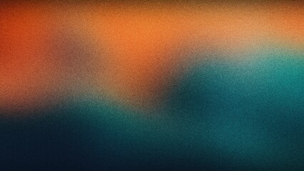 Sweeping Wave of Orange and Teal Gradients: Tactile Grainy Texture for Music Cover or Dance Party Poster