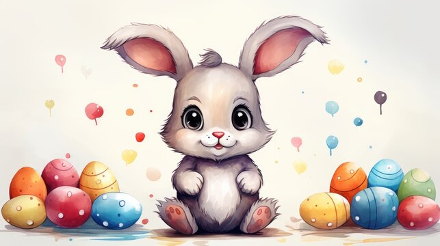 Easter Bunny Eggs Illustration Scene