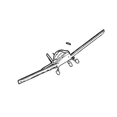 Airplane sketch with transparent background