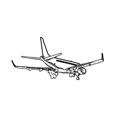 Fototapeta na wymiar Airplane sketch with transparent background